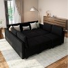 Modular Sectional Sofa with Under-Seat Large Storage, 7 Seat Couch with 2 Ottomans, U Shaped Couch with Wooden Frame and Velvet Upholstery, Black - 2 of 4