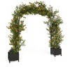 Garden Arch Trellis with Planter Boxes, Outdoor Archway w/Wheels for Climbing Planters, Heavy Duty Metal Arbor Pergola for Pathway Garden Yard Lawn - 2 of 4
