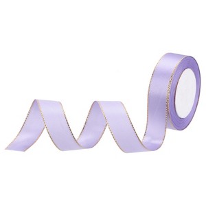 Unique Bargains Double Face Wide Satin Ribbon with Gold Edges for Wedding Bouquet - 1 of 4
