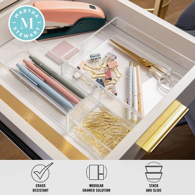 Clear Plastic Stackable Desktop Organizer Trays, Set of 3
