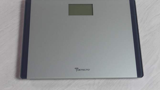Wide Platform Glass Bathroom Scale Silver - Detecto, 2 of 8, play video