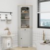 JUJABU Antique White 68" Farmhouse Freestanding Corner Cabinet with Door, Drawer & Adjustable Shelf - 3 of 4