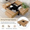 KTMBDW Unique Design Coffee Table with 4 Hidden Storage Compartments, Square Cocktail Table with Extendable Sliding Tabletop for Living Room, Natural - 4 of 4