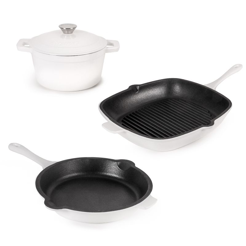 BergHOFF Neo 4Pc Cast Iron Cookware Set, Square Grill Pan 11", Fry Pan 10" & 3qt. Covered Dutch Oven, 1 of 9