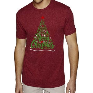 LA Pop Art We Wish You A Merry Christmas - Men's Premium Blend Word Art T-Shirt - 1 of 4