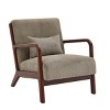 Natural Wooden Lounge Chair with Ribbed Corduroy Upholstery and Cushion for Living Room, Bedroom or Reading Corner-The Pop Home - 3 of 4