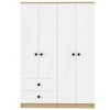 JUJABU 4-Door Storage Wardrobe with Drawers, Shelf and Hanging Rod, Large Space, White - 2 of 4