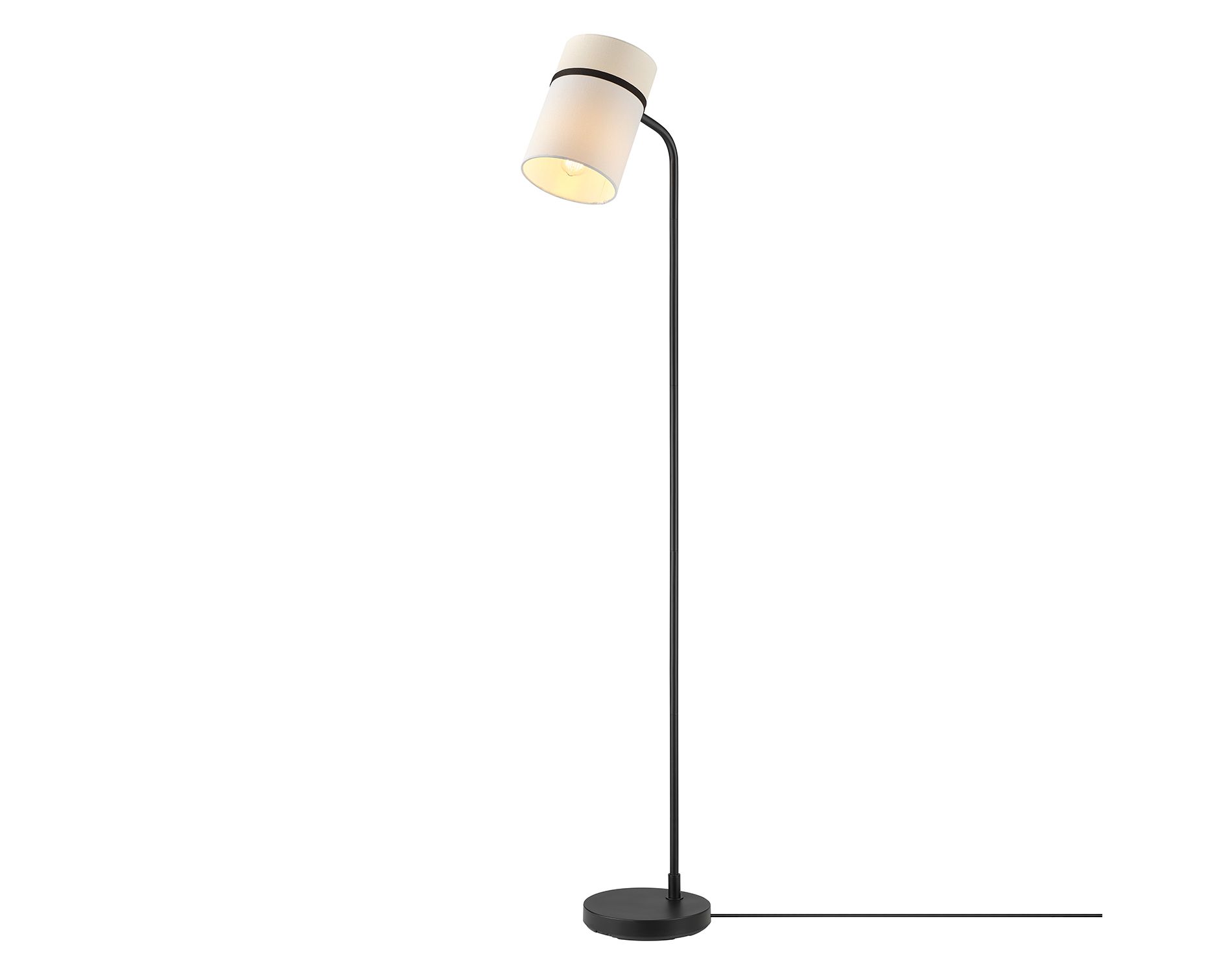 Globe Electric 62" Matte Black Floor Lamp with White Fabric Shade
