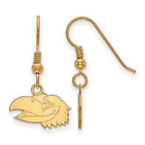 Black Bow Jewelry 14k Yellow Gold Plated Sterling Silver Kansas Jayhawks NCAA Dangle Earrings - 1 of 3
