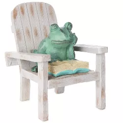 Frog Weather Proof Bronze Finish Plow & Hearth Garden Animal Reading Statue 
