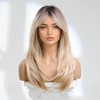 Jessie's Wig 26 Inch Long Blonde Wig with Bangs Layered Synthetic Hair Wig with Dark Roots for Women 1 Pc/Pack - 3 of 4