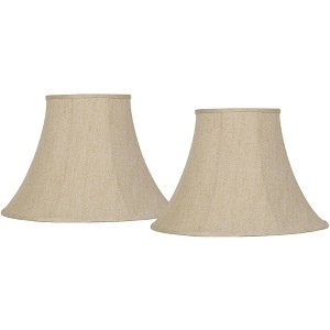 Springcrest Set of 2 Bell Lamp Shades Beige Large 9" Top x 19" Bottom x 12.5" High Spider with Replacement Harp and Finial Fitting - 1 of 4