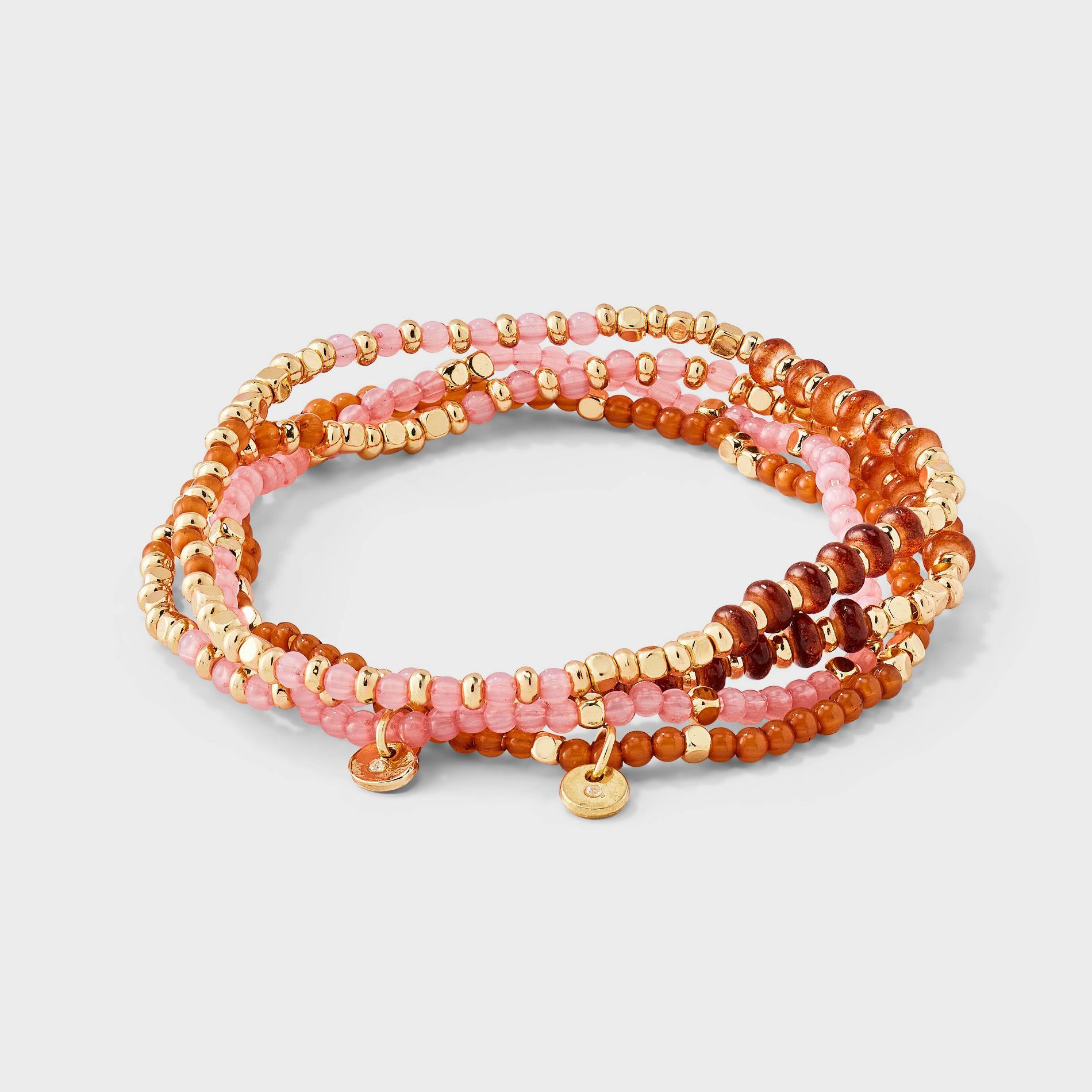 Semi Precious Quartz Beaded Bracelet Set 4pc - Universal Thread™ Pink