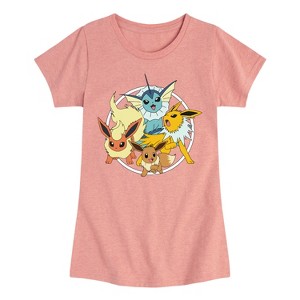Girls' - Pokémon - Eevee Group Fitted Short Sleeve Graphic T-Shirt - 1 of 4