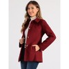 INSPIRE CHIC Women's Work Office Winter Overcoat Single Breasted Point Collar Pea Coat - 3 of 4