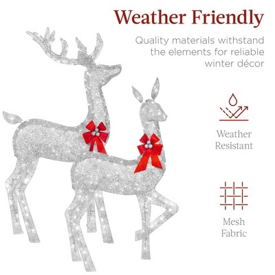 Silver 6.5ft LED Lighted Christmas Deer Family Set for Indoor/Outdoor