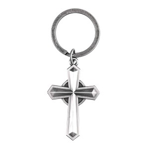 Dicksons KC-811 Flared Cross Brushed Pewter Finish 2 Inch Zinc Alloy Fob Holder Keychain Ring Accessory - 1 of 2