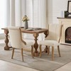 Ridstar Set of 2 Medieval-Style Upholstered Velvet Dining Chair with Curved Wood Trim and Carved Legs-Beige - 2 of 4