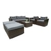 VisioGear Patio Seating Sets, 6 Piecs Patio Seating Set with Removeable Cushions and Glass Table Top, Brown & Gray, 78.7"*26.8"*28.3" - 3 of 4