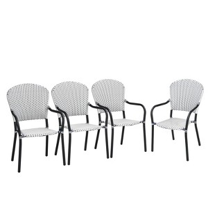 Tangkula Outdoor 4 PCS Iron Dining Chairs Patio Stackable Arm Chair for Balcony Backyard Poolside - 1 of 4