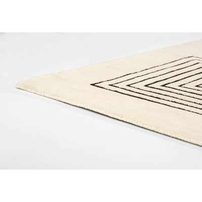 White Geometric Hand-Tufted Wool 9' x 12' Rug