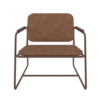 Elegance White Faux Leather Low Accent Chair with Steel Frame