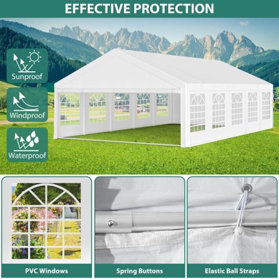 Heavy Duty Party Tent - Commercial Canopy with Removable Sidewalls & Church Windows for Weddings