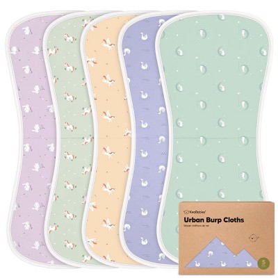 KeaBabies 5pk Urban Baby Burp Cloths, Organic Burping Cloth for Babies, Burp Rags for Baby Girls, Boys