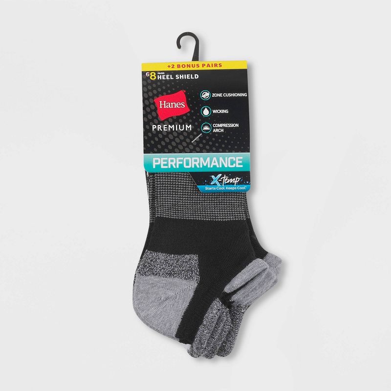Hanes Premium Performance Women&#39;s Extended Size Cushioned 6+2 Bonus Pack No Show Tab Athletic Socks - Assorted Colors 8-12, 2 of 3