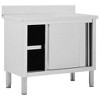 vidaXL Work Table with Sliding Doors 39.4 in.x19.7 in.x(37.4 in.-38.2 in.) Stainless Steel - 2 of 4