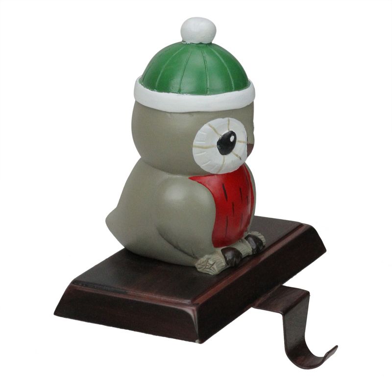Northlight 6" Red and Green Perched Owl Christmas Stocking Holder, 2 of 4