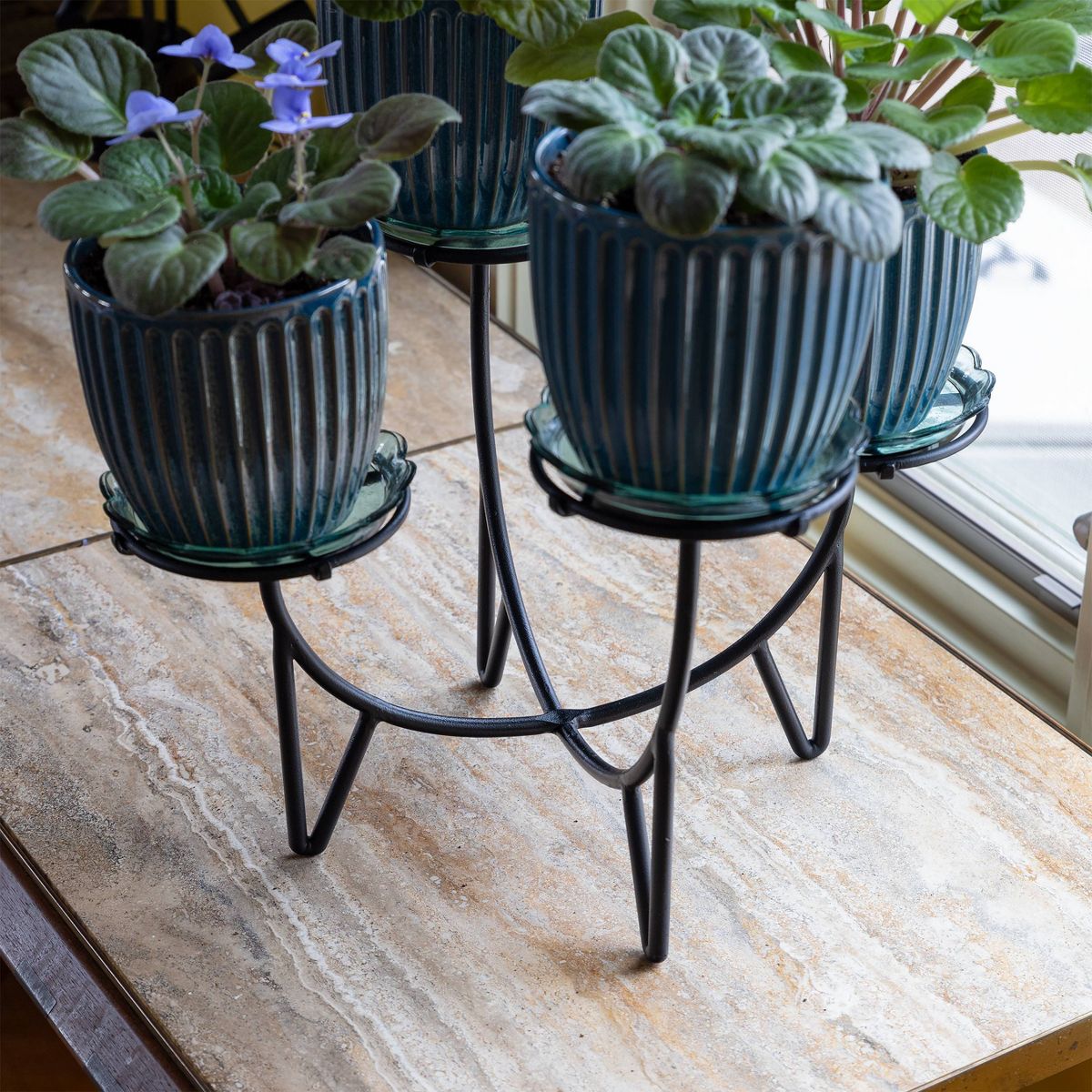 ACHLA Designs Frida Wrought Iron Indoor Planter Stand Black 17.5"x17.5"x11.25" - thumbnail 3
