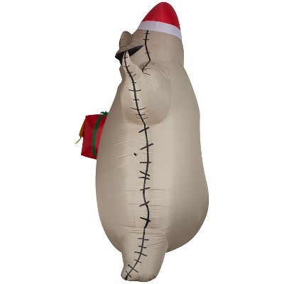 Giant Beige Inflatable Oogie Boogie with Santa Hat, 10.5 ft