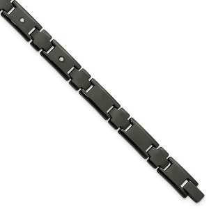 Black Bow Jewelry Men's 10mm Black Plated Tungsten & 1/10 CTW Diamond Bracelet, 9 Inch - 1 of 4