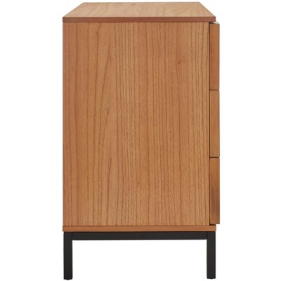 Natural Rattan and Black 3-Drawer Chest