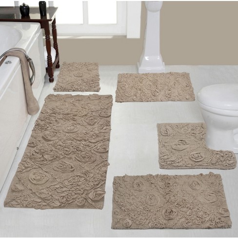 HOME WEAVERS INC Modesto Collection Beige Cotton 5 Piece Bath Rug