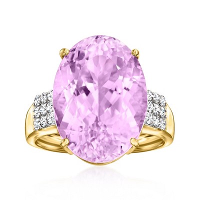 Ross-Simons 15.00 Carat Kunzite Ring With .27 ct. t.w. Diamonds in 14kt Yellow Gold