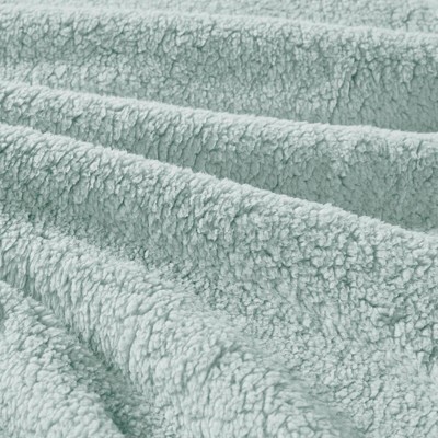 Intelligent Design Full/Queen Arabella Crushed Velvet Faux Shearling Reversible Comforter Set Aqua: Hypoallergenic Teen Bedding Set — фото 7