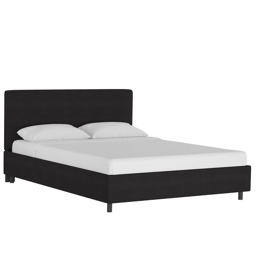 Photos - Bed Skyline Furniture California King Olivia Solid Woven Upholstered Platform  Twill Black: Modern Style, Pine Frame, No Box