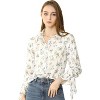 INSPIRE CHIC Women's Floral Point Collar Button Down Office Blouse Shirts - 2 of 4