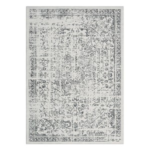 Washable Vintage Distressed Floral Print Area Rugs for Bedroom Living Room, Soft Non Slip Low Pile Carpet - 1 of 4