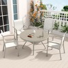 Gulches Outdoor Round Patio Dining Table for 4-6, All Weather Metal with Umbrella Hole, Sandstone Color, 40.6"x40.6"x28.35" - 3 of 4
