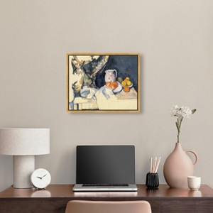 Art Remedy Paul Cezanne - Curtain and Fruit Rustic Chic Farmhouse Wall Art Framed - 1 of 4