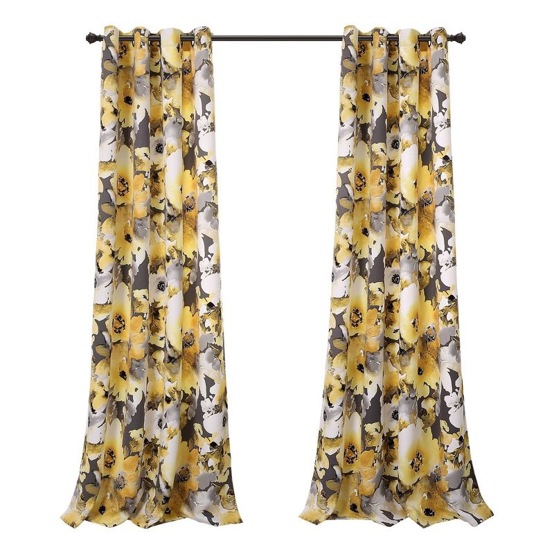 Set of 2 52"x84" Floral Watercolor Light Filtering Curtain Panels - Lush Décor, 6 of 11