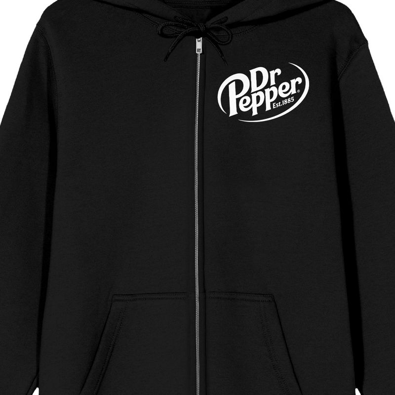 Dr. Pepper Devilishly Different Long Sleeve Black Men's Zip-Up Hooded Sweatshirt, 2 of 5