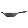 Gibson Home Stargaze 13 Inch Carbon Steel Nonstick Hammered Wok with Wood Handle in Black - 2 of 4