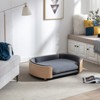TIRAMISUBEST Scandinavian Elevated Dog Bed Pet Sofa Solid Wood Legs Walnut Bent Back Velvet Cushion Large Size Off Ground Washable - 3 of 4
