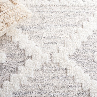 Ivory Diamond Braided Fringe 6'7" Square Shag Rug