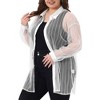 Agnes Orinda Women's Plus Size Mesh Sheer Long Sleeve Button Down See Through Shirts - 2 of 4