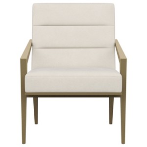 TiramisuBest Modern Upholstered Metal Arm Accent Chair, Dark Grey with Gold Angular Frame & Sloping Arms for Living Room Furniture - 1 of 4